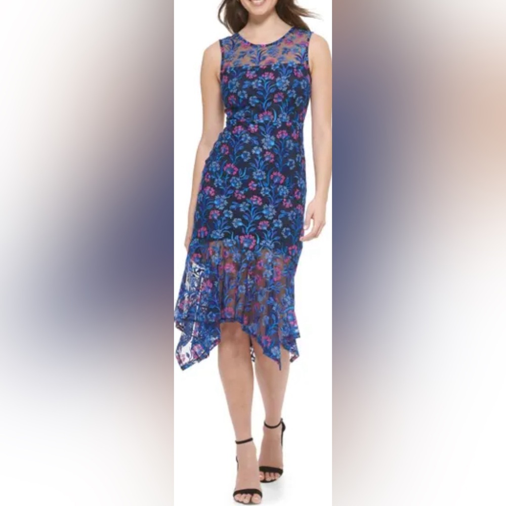 Floral Embroidered Sleeveless Midi Dress